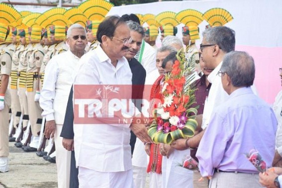 Tainted Vice Chancellor welcomes Vice President at Airport : E-Book scamsters organized grand preparation at Tripura University 